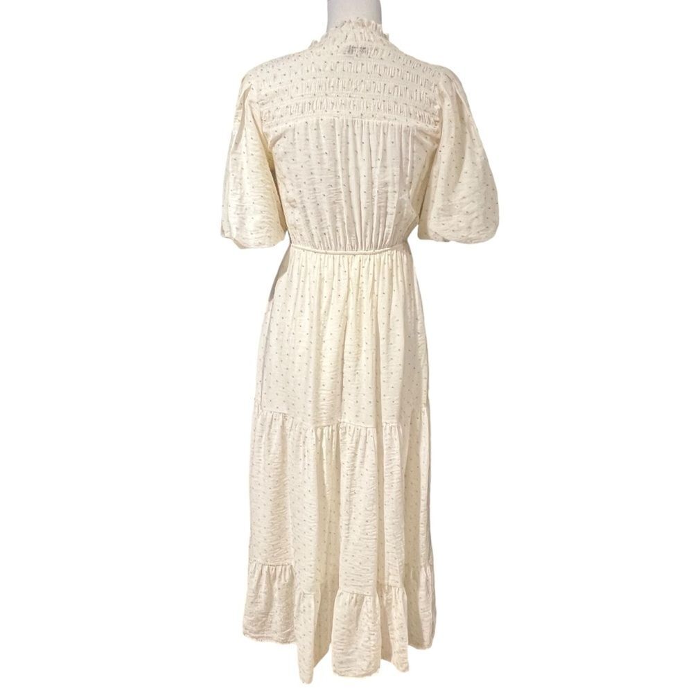 Moon River Smocked Milkmaid Maxi Dress Sz S Cottage Peasant Boho Puff Sleeve - Picture 3 of 13
